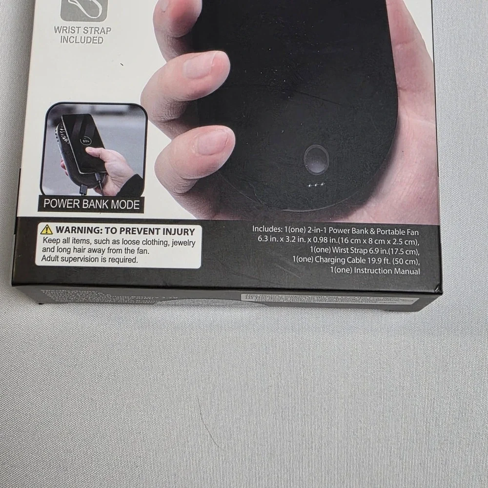Digital Essentials 2-in-1 Power Bank Portable Fan Black 4000mAh PB-0022-BK